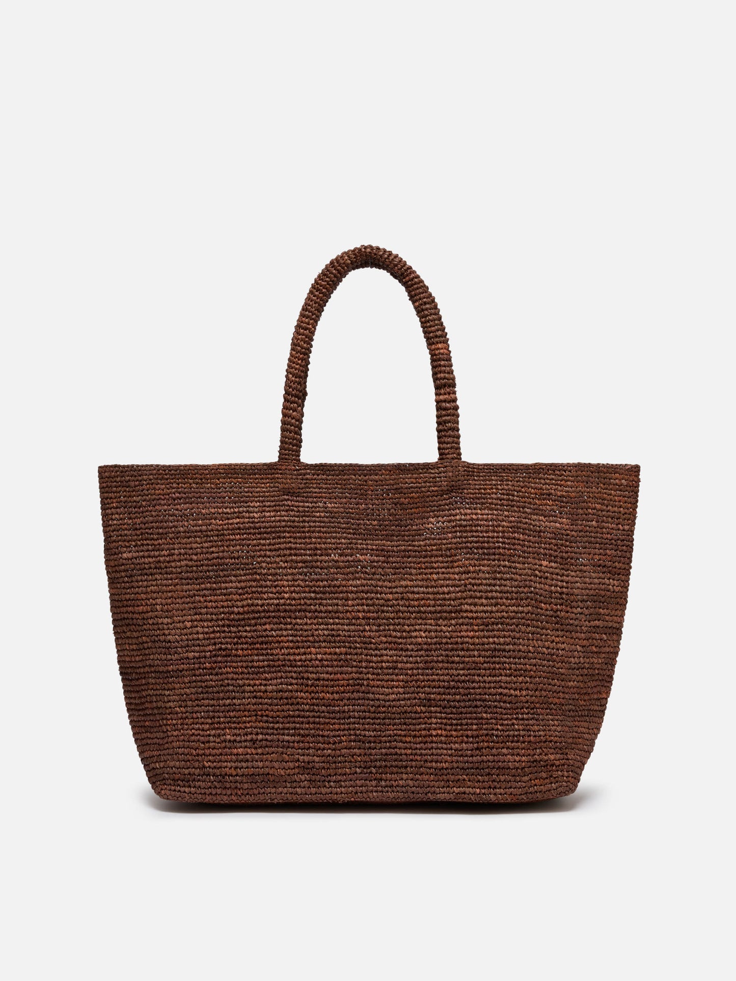 Bolso de playa Brown Beach de rafia con logo bordado en contraste 