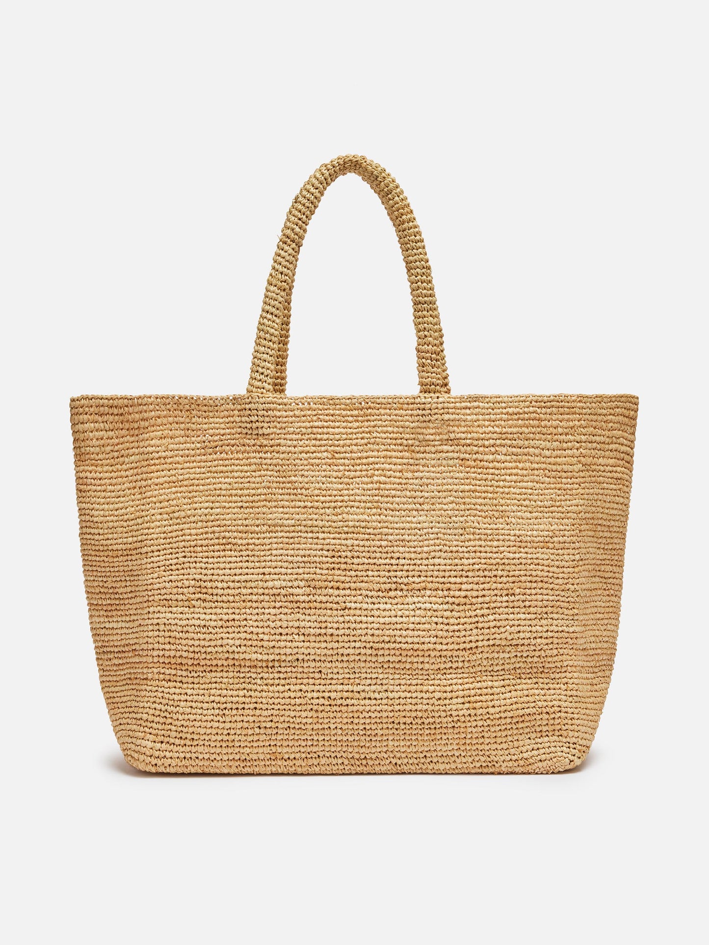 Bolso de playa de rafia con logo bordado en contraste negro 