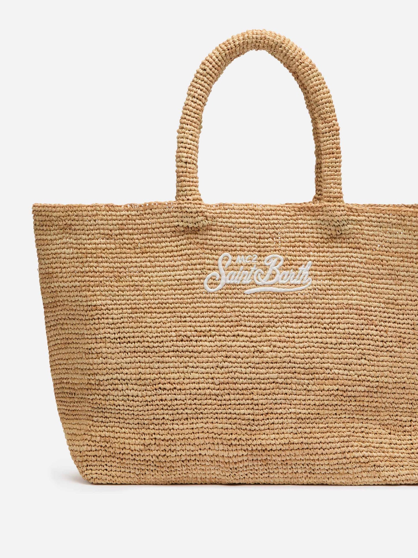 Beige Raffia Beach bag with cotton pouch - MC2 Saint Barth
