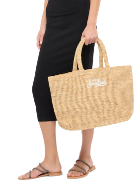 Beige Raffia Beach bag with cotton pouch - MC2 Saint Barth