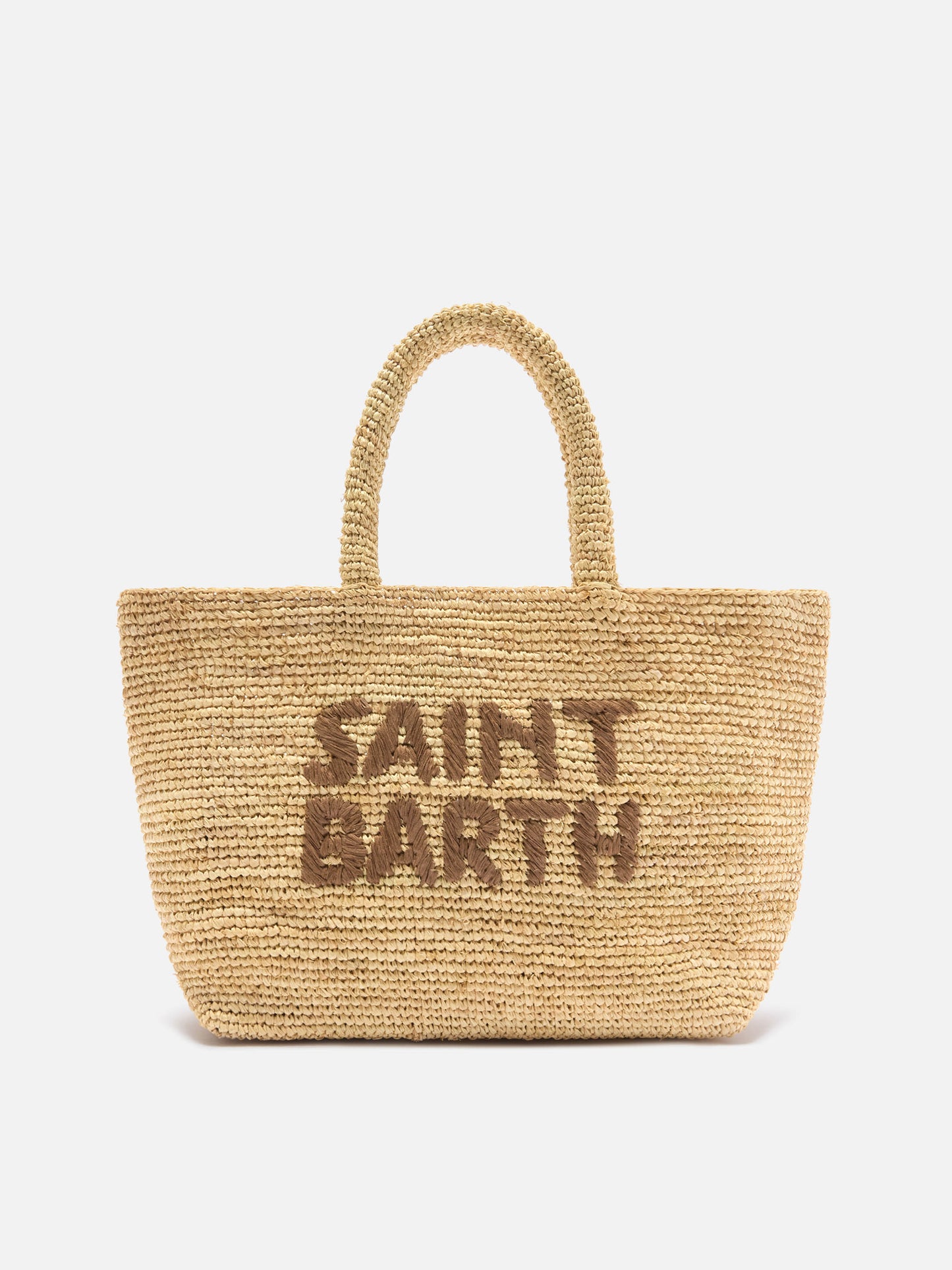 Beach medium raffia bag with contrasting embroidered logo