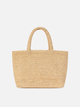 Borsa Beach medium in raffia con ricamo Saint Tropez