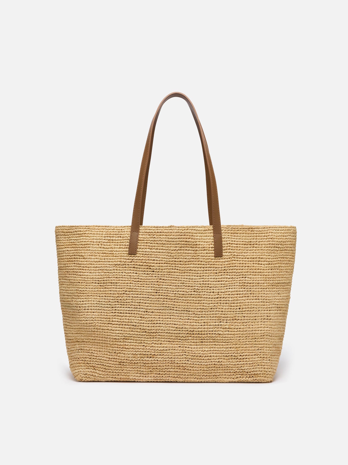 Rafia City Bag con manici in pelle