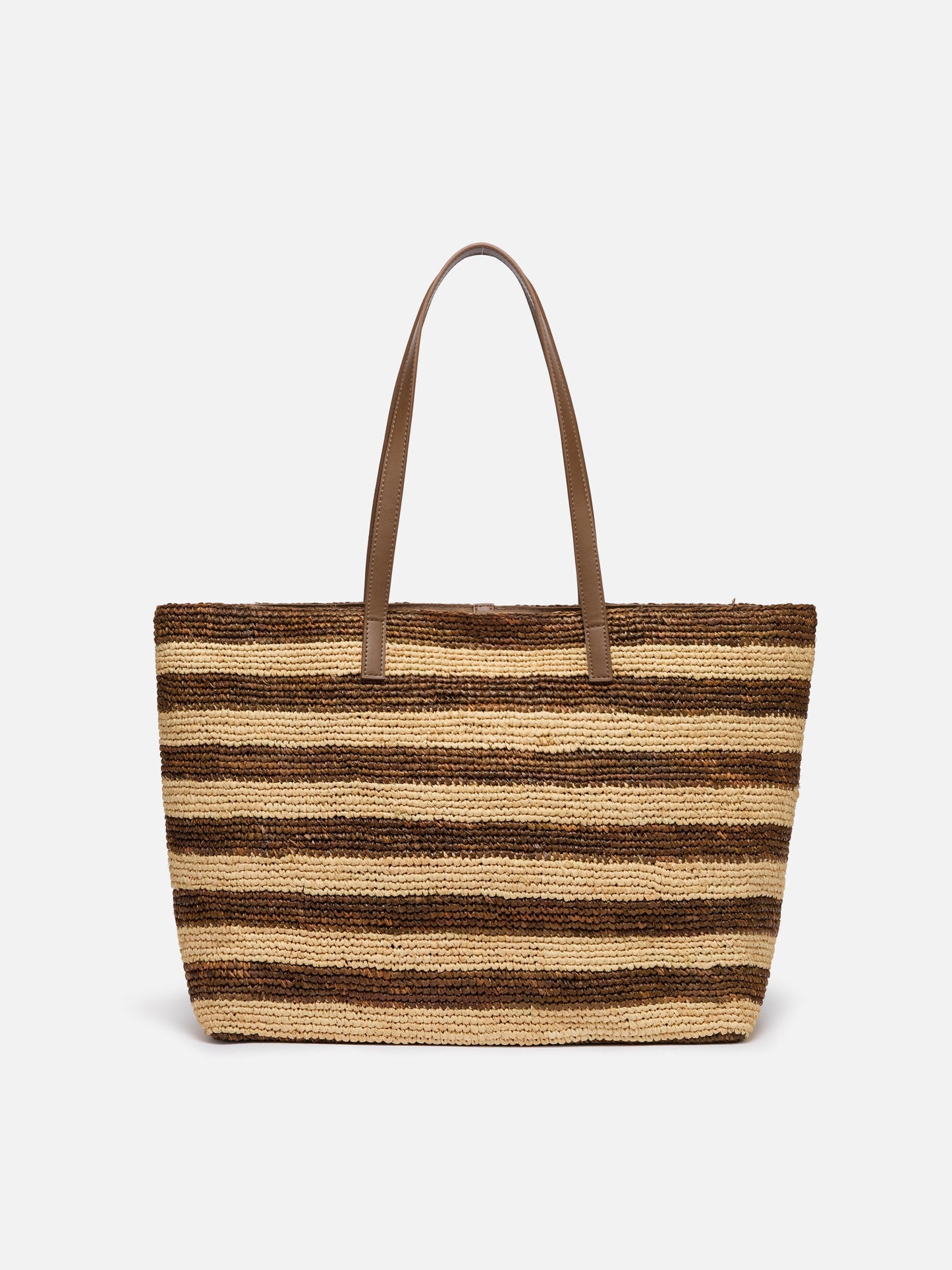 Rafia City Bag con stampa a righe marroni