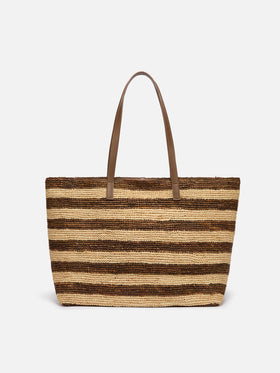 Rafia City Bag con stampa a righe marroni