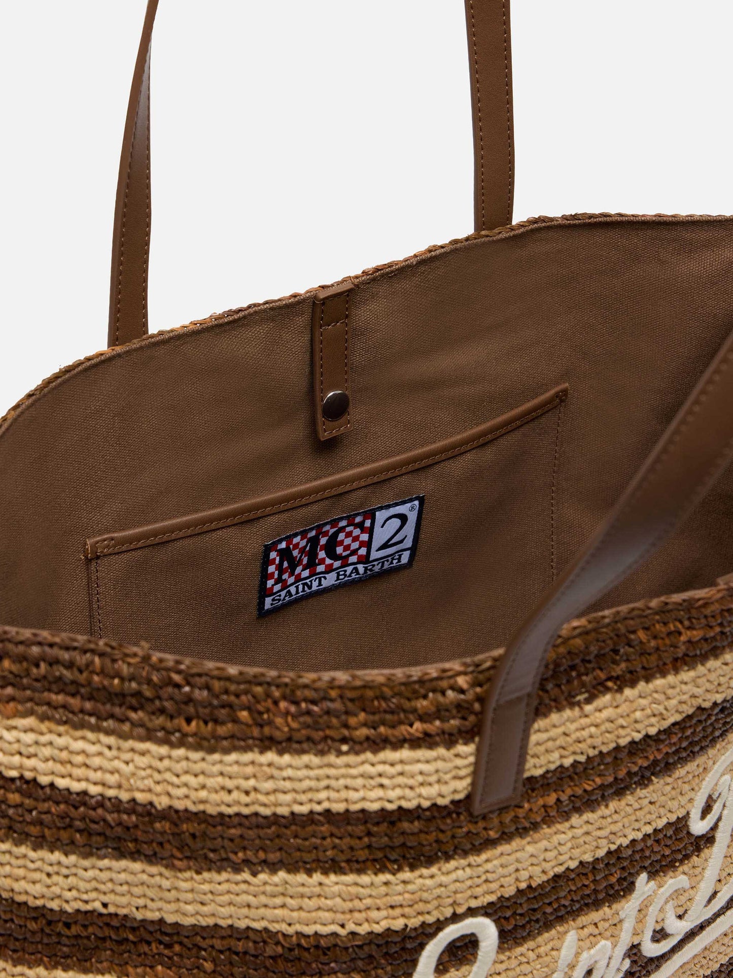 Rafia City Bag con stampa a righe marroni