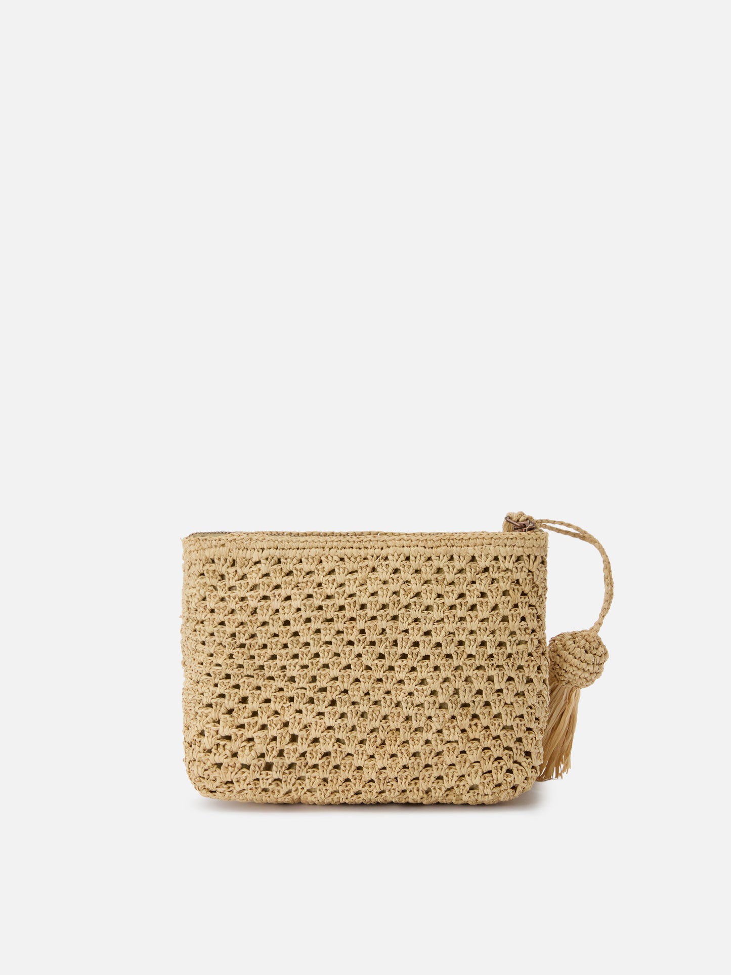 Natural Raffia pouch with embroidered logo