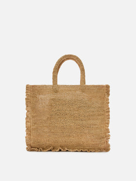 Volant medium raffia bag with embroidered logo