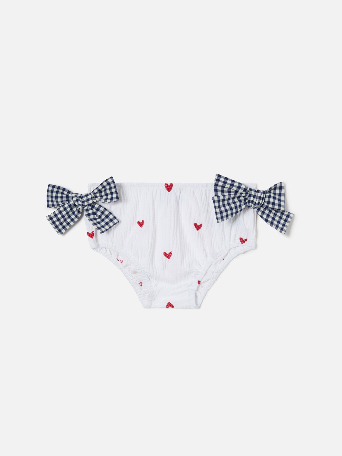 Culotte mare Rainbow in seersucker con cuoricini e fiocchi vichy