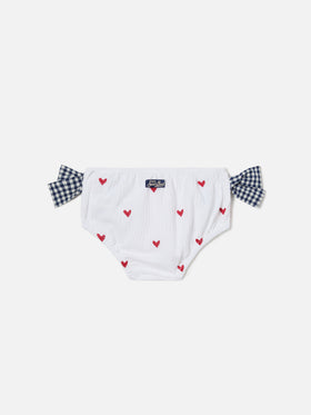 Culotte mare Rainbow in seersucker con cuoricini e fiocchi vichy