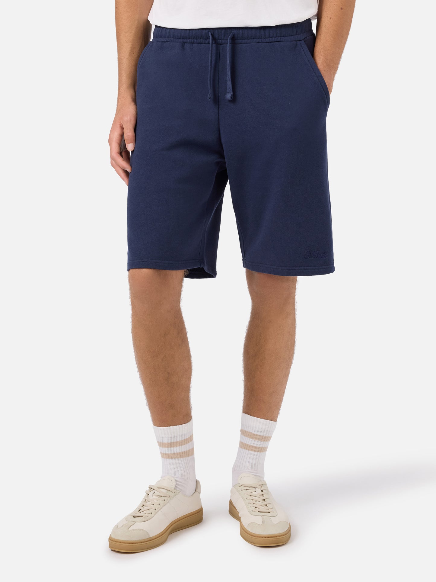 Randle Bermuda-Shorts aus marineblauem Baumwollfleece 