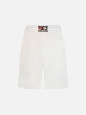Randle – Bermudashorts aus weißem Baumwollfleece
