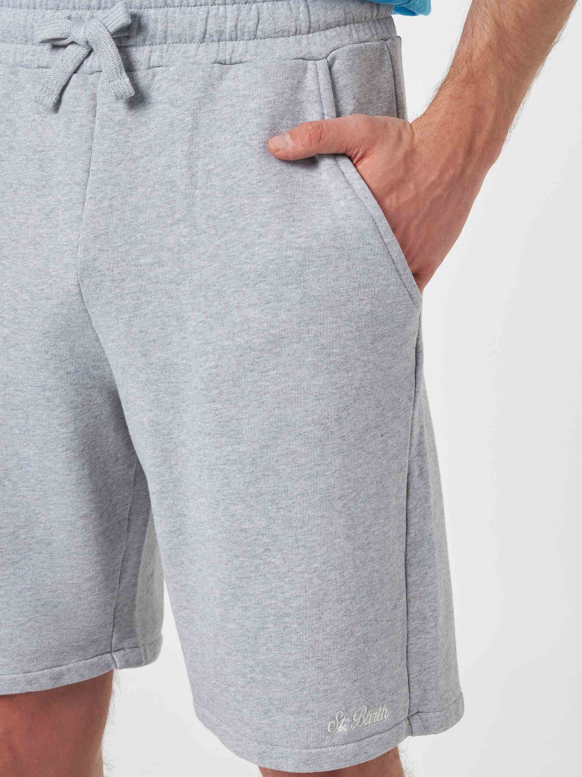 Man mélange grey cotton fleece bermuda shorts Randle - MC2 Saint Barth