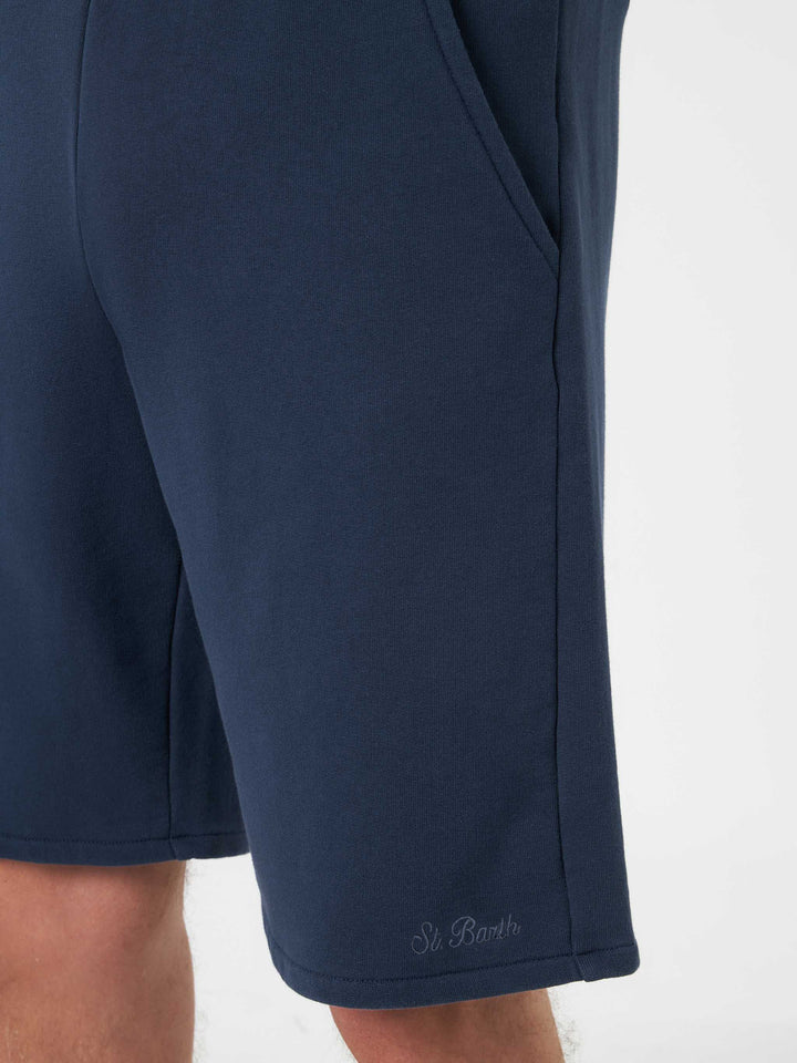 Randle navy blue cotton fleece Bermuda shorts