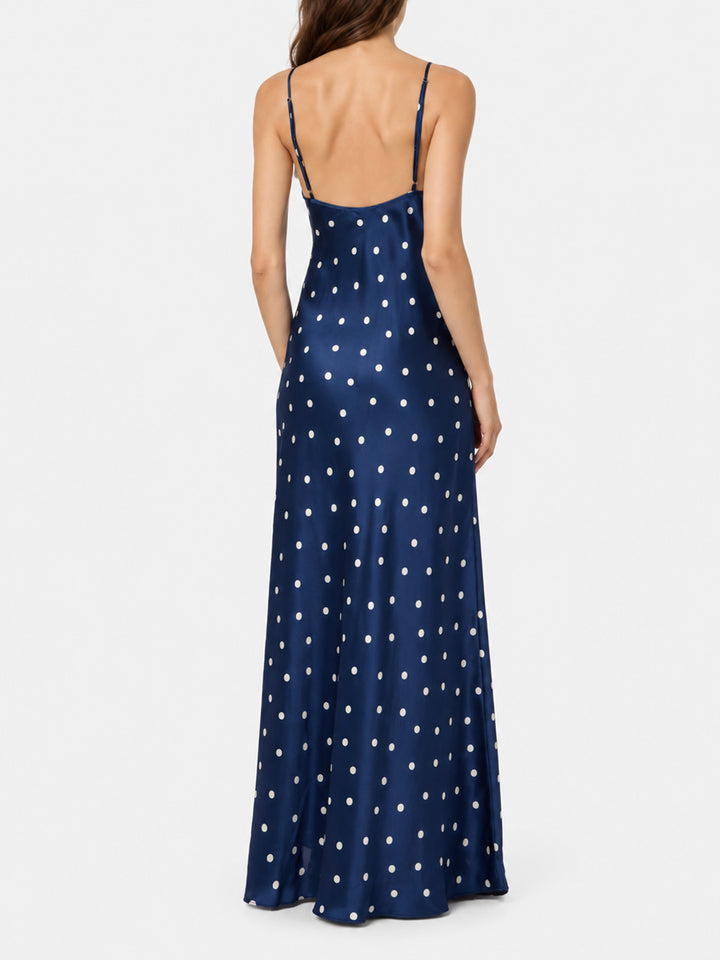Ravel schmales Kleid aus reiner Seide mit Polka-Dot-Print 