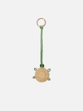 Bag Charm with turtle in raffia