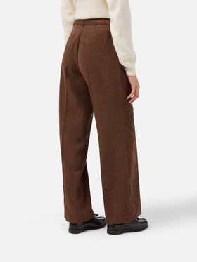 Rebella wide-leg trousers in corduroy brown