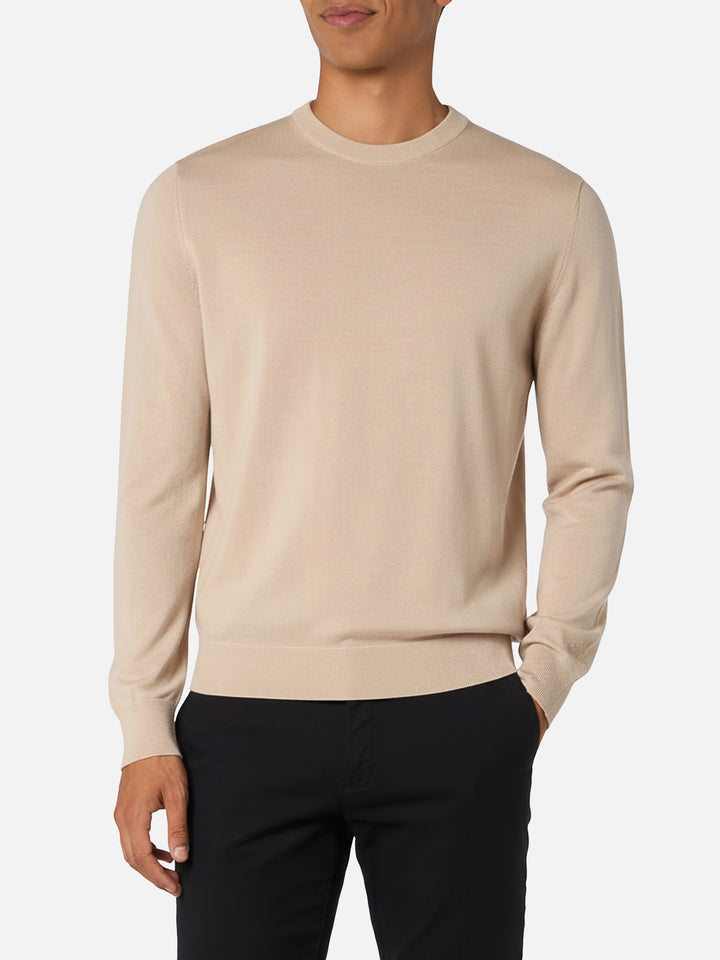 Beige sweater Regent in 100% MERINO WOOL