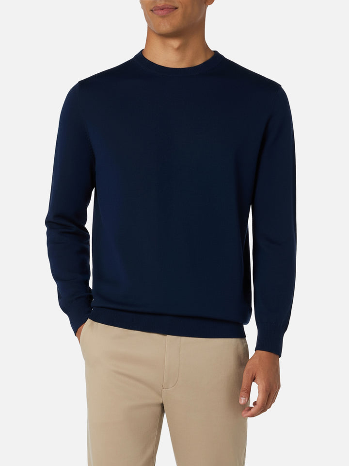 Man blue navy merino wool sweater Regent