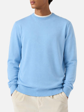 Rundhalspullover Regent aus 100% hellblauer MERINO WOOL 