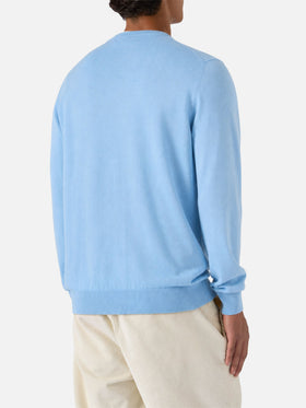 Rundhalspullover Regent aus 100% hellblauer MERINO WOOL 