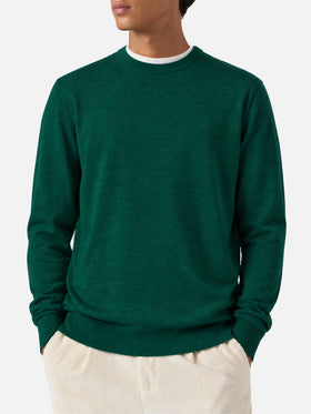 Suéter de cuello redondo Regent en British green de MERINO WOOL 