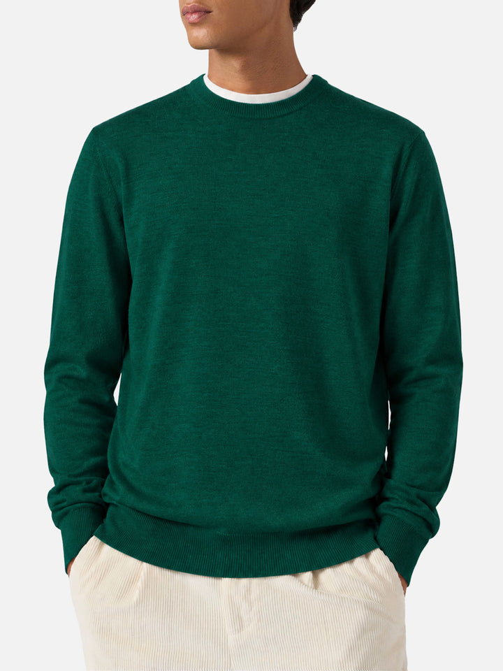 Suéter de cuello redondo Regent en British green de MERINO WOOL 