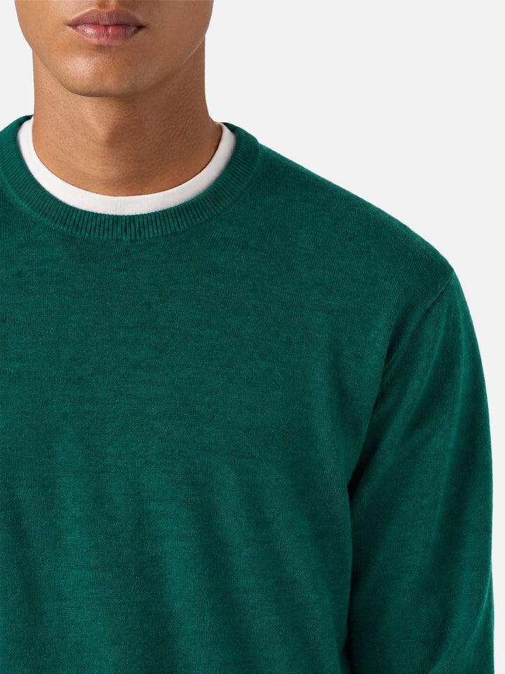 Suéter de cuello redondo Regent en British green de MERINO WOOL 