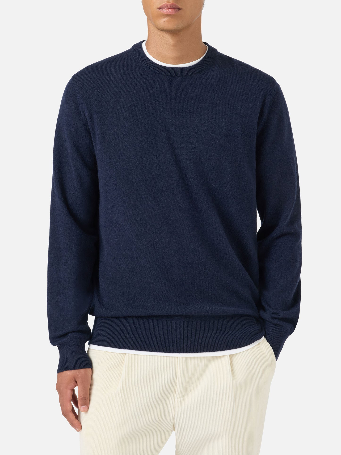 Maglione girocollo blu navy Regent in MISTO CASHMERE