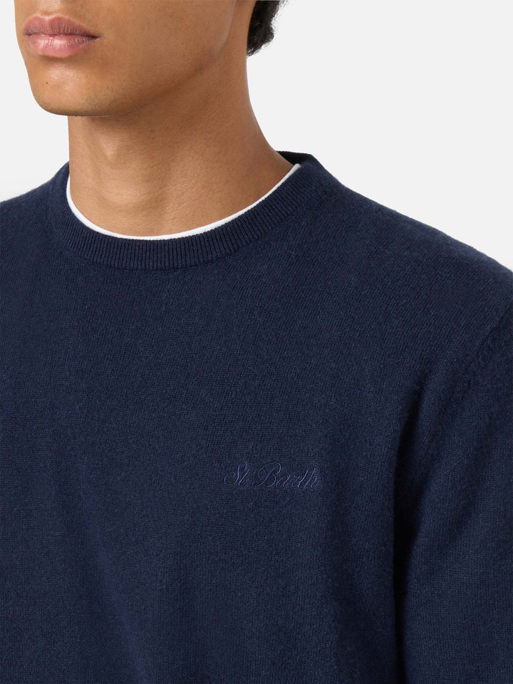 Rundhalspullover Regent in Marineblau BLENDED CASHMERE 