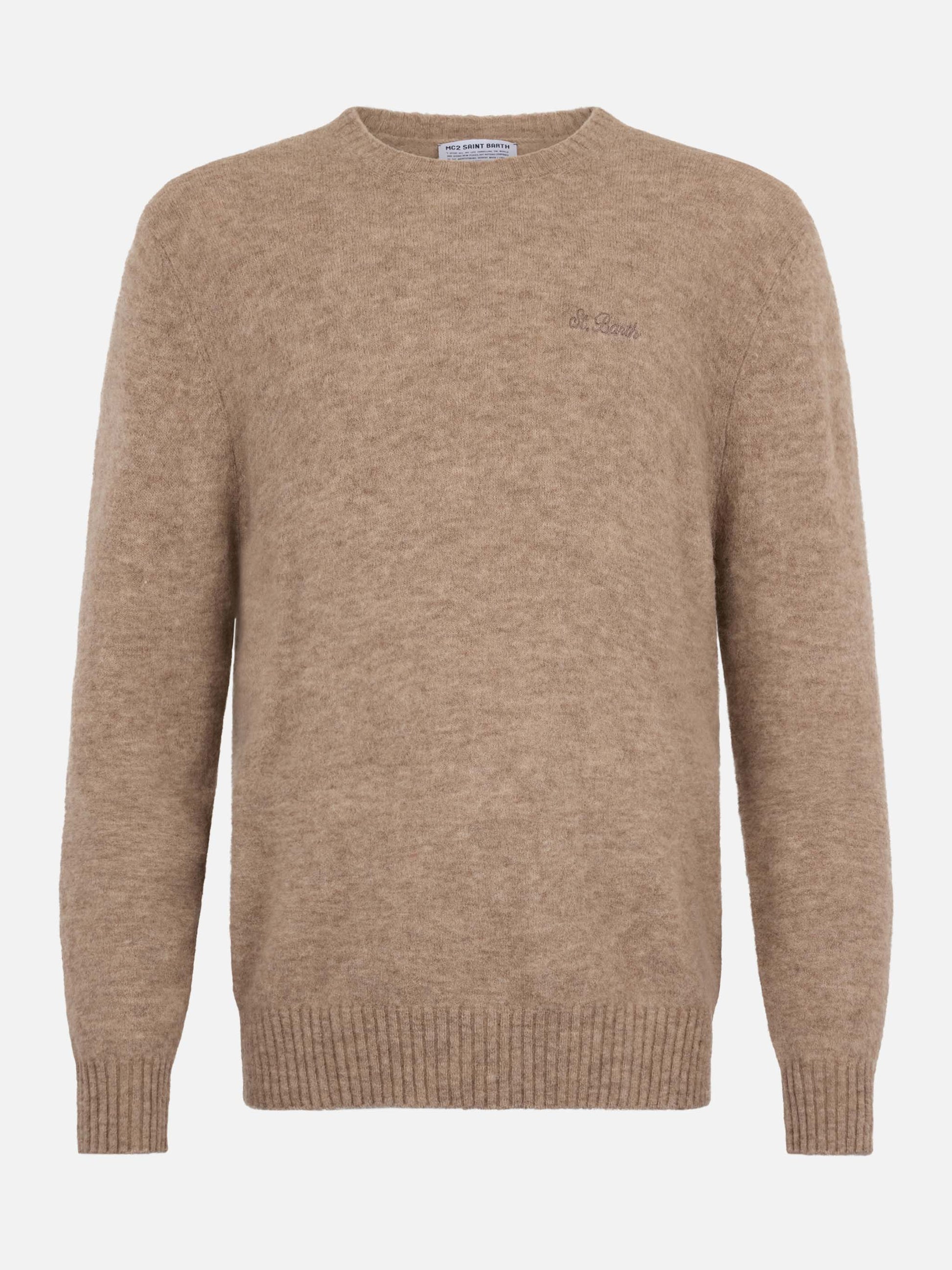 Man crewneck kaki stretch alpaca sweater Regent - MC2 Saint Barth