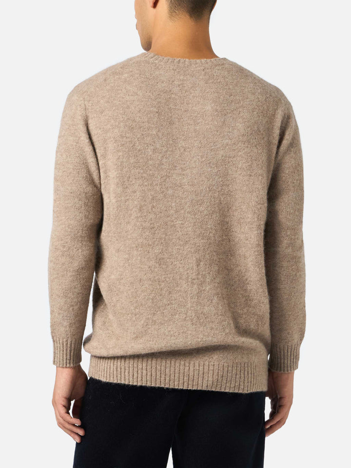 Crewneck sweater Regent in kaki STRETCH ALPACA