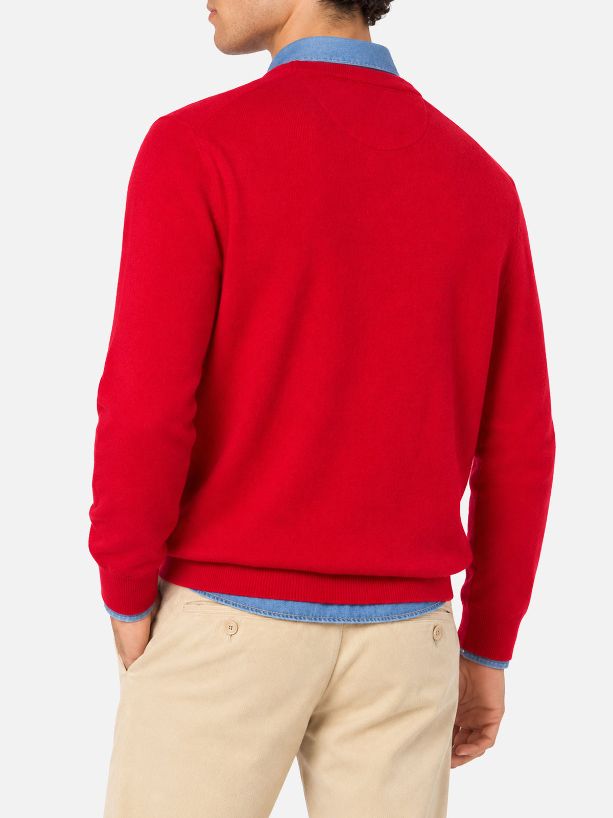 Crewneck-Pullover Regent in Rot aus BLENDED CASHMERE 