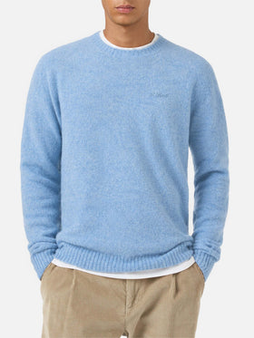 Maglione girocollo Regent in ALPACA STRETCH azzurra