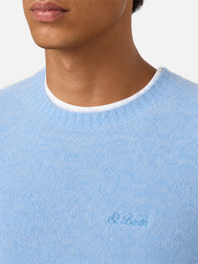 Maglione girocollo Regent in ALPACA STRETCH azzurra