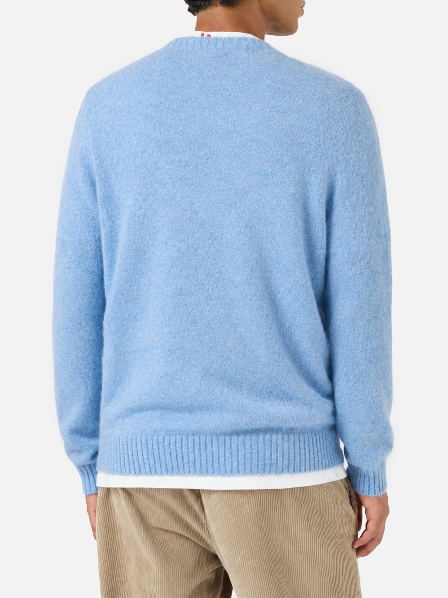 Maglione girocollo Regent in ALPACA STRETCH azzurra