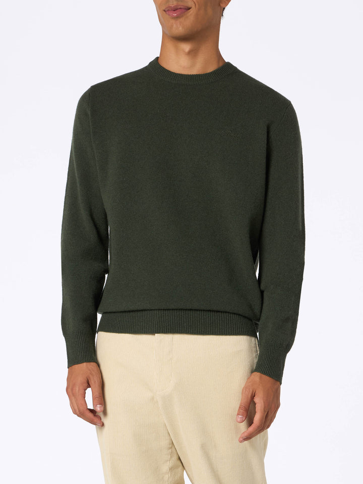 Man military green lambswool sweater Regent - MC2 Saint Barth