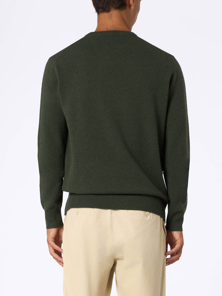 Man military green lambswool sweater Regent - MC2 Saint Barth