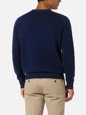 Maglione girocollo Regent in 100% LAMBSWOOL blu navy