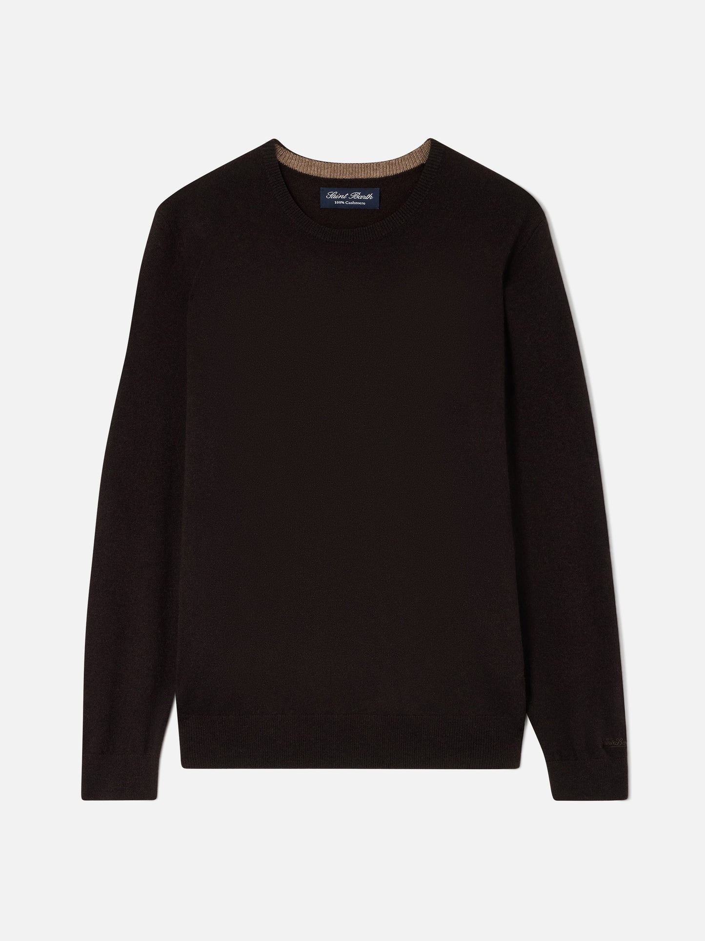 Jersey de cuello redondo Regent en cashmere marrón 