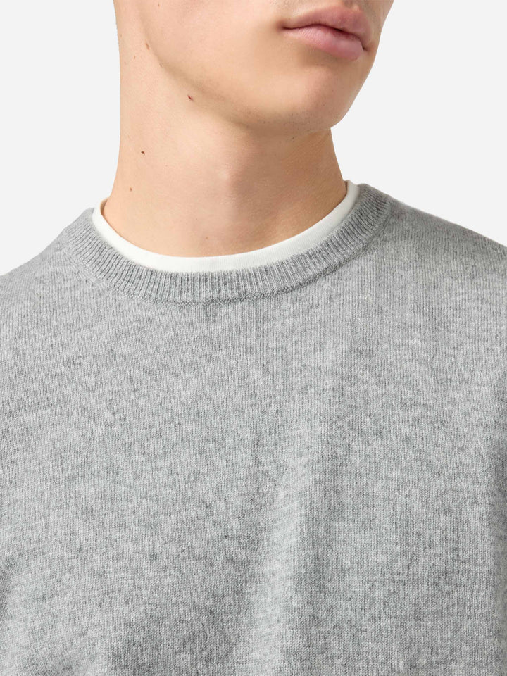 Regent crewneck sweater in 100% melange grey CASHMERE