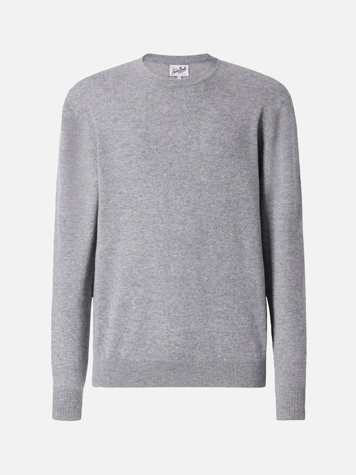 Regent crewneck sweater in 100% melange grey CASHMERE
