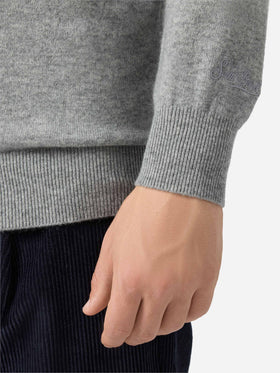 Regent crewneck sweater in 100% melange grey CASHMERE
