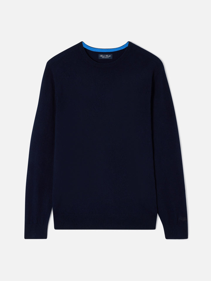 Pull col rond Regent en cachemire navy blue 