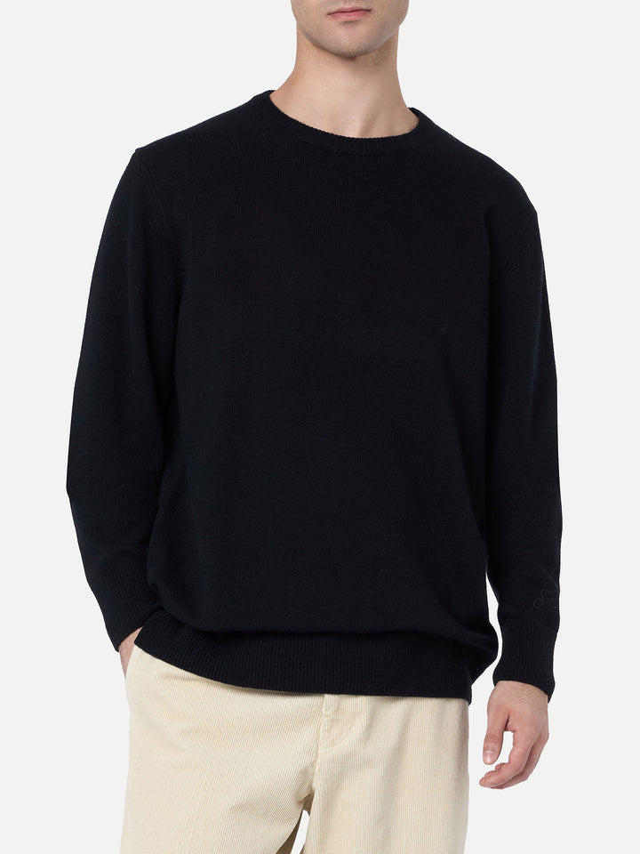 Black pure cashmere crewneck sweater Regent - MC2 Saint Barth