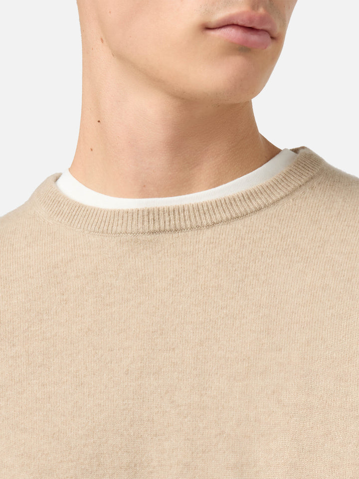 Maglione girocollo Regent in 100% CASHMERE beige