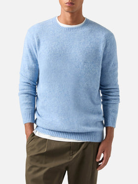 Maglia girocollo Regent azzurra in misto alpaca