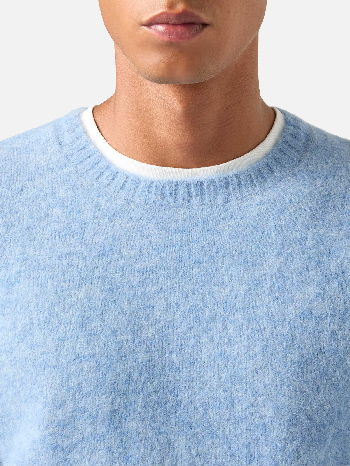 Maglia girocollo Regent azzurra in misto alpaca