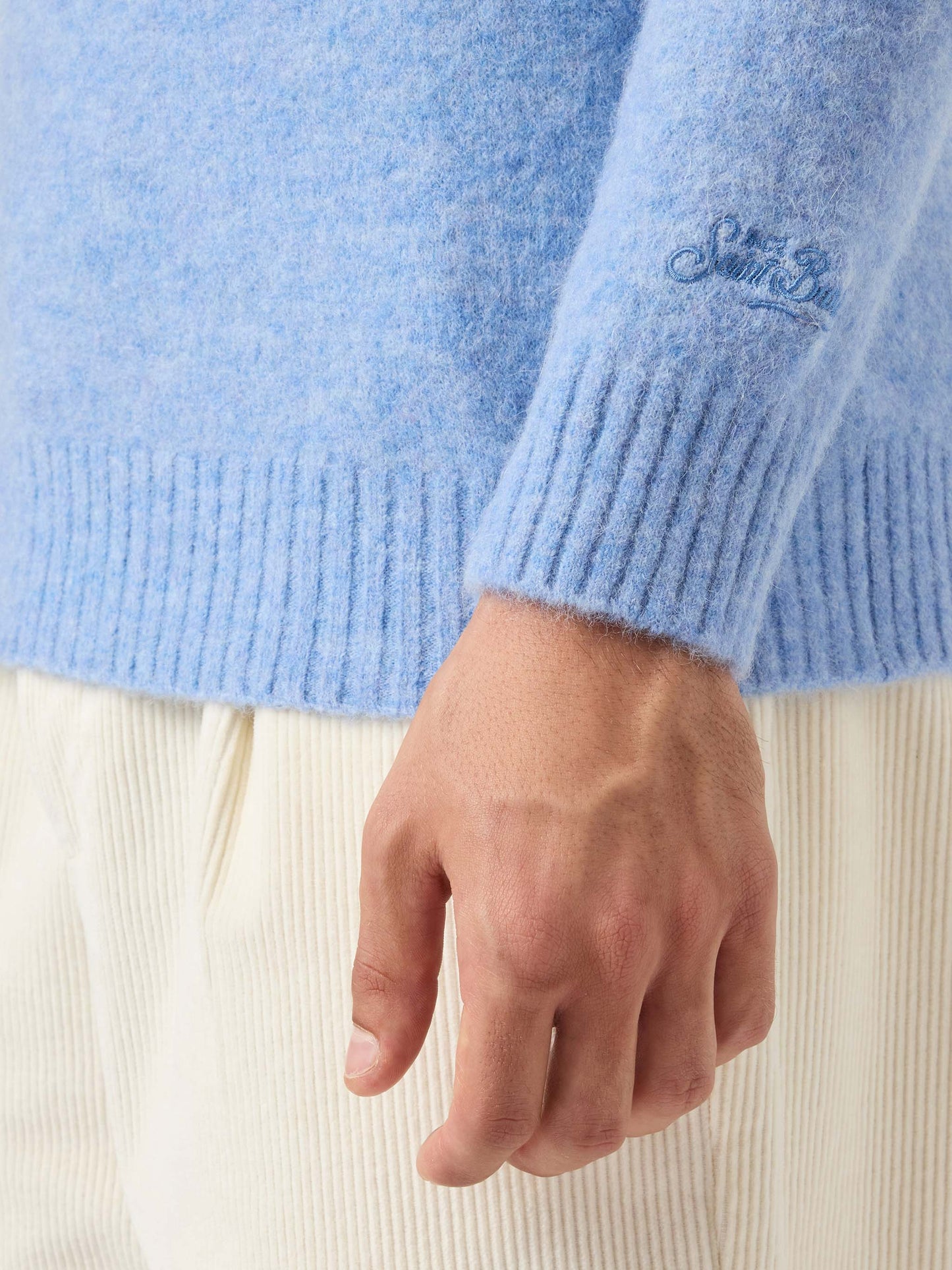 Regent light blue stretch alpaca sweater