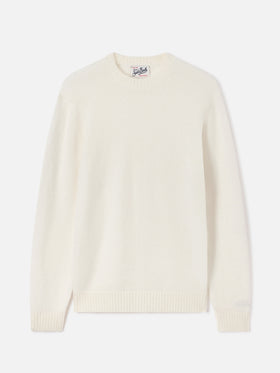 Pull col rond Regent en mélange d’alpaga off white 